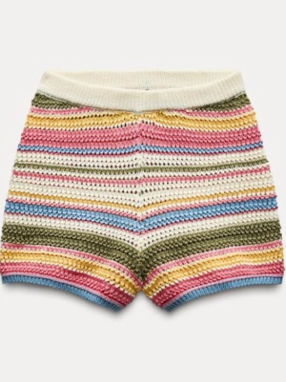 Crochet Knit Striped Shorts - Picture 2 of 6